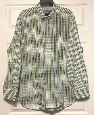 Camisa de vestir Vineyard Vines verde azul y blanco a cuadros de algodón con botones XL Foto 1 de 4