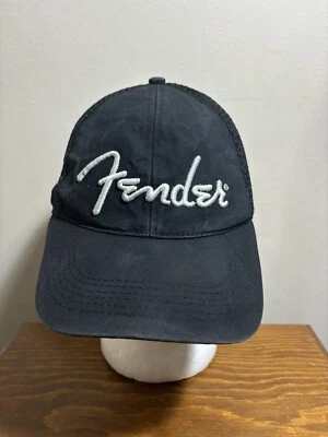 Fender Guitar Cap Trucker Adjustable Mesh Baseball Black Hat Rare Vintage - Image 1 of 4