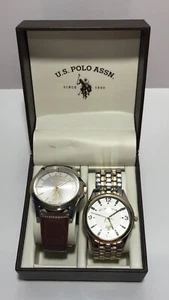 U.S. Polo Assn. Analog Watches Set Of Two Silver Brown New in Box - Picture 1 of 8