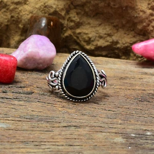 Elegante Ónice Negro Piedra Preciosa 925 Plata de Ley Handmade Anillo Todo Talla - Imagen 1 de 3