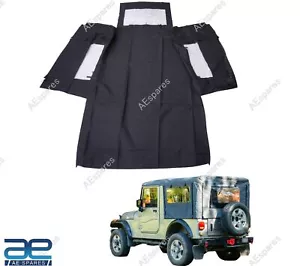 Stitched Soft Top Denim Black For Mahindra Roxor Thar CRDe @Vi - Picture 1 of 10