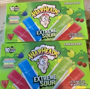 Warheads Extreme Sour Freezer Pops - Menge 2 Boxen 10 Pops pro Box - 1 Oz Pops - Bild 1 von 3