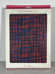 Vera Bradley Klapp-Tablet-Hülle rot/blau/schwarz Kunst kariert iPad 3 & 4 neu - Bild 1 von 3