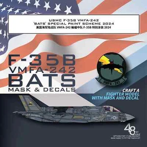 USMC F-35B VMFA-242 'Bats' Die-cut Flexible Mask & Decals for 1/48 TAMIYA 61125 - Picture 1 of 6