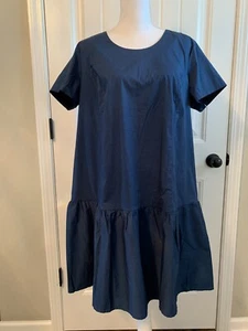 New Universal Standard for JCrew Poplin Drop Waist Dress Carvan Blue Sz XL J8424 - Picture 1 of 8