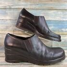 Liz Claiborne Loafer Size 8.5 Brown Leather Slip On Wedge Heel Work Shoes Carmen