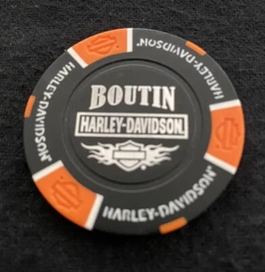 Ficha de póker Harley Boutin Valleyfield, ciudad de Quebec Canadá/negro y naranja  - Imagen 1 de 3