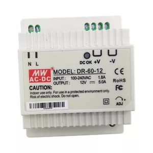 DR-60-12 5A Industrial DIN Rail Power Supply 60 Wat Output 12V USA STOCK NEW - Picture 1 of 6