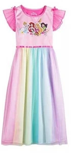 Disney Girl's Rainbow Fancy Nightgown, Multi-Princess Girls Size 8 New - Picture 1 of 4