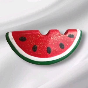 Vintage  Handpainted Wood WATERMELON SLICE Brooch Pin 1980s  - Picture 1 of 3