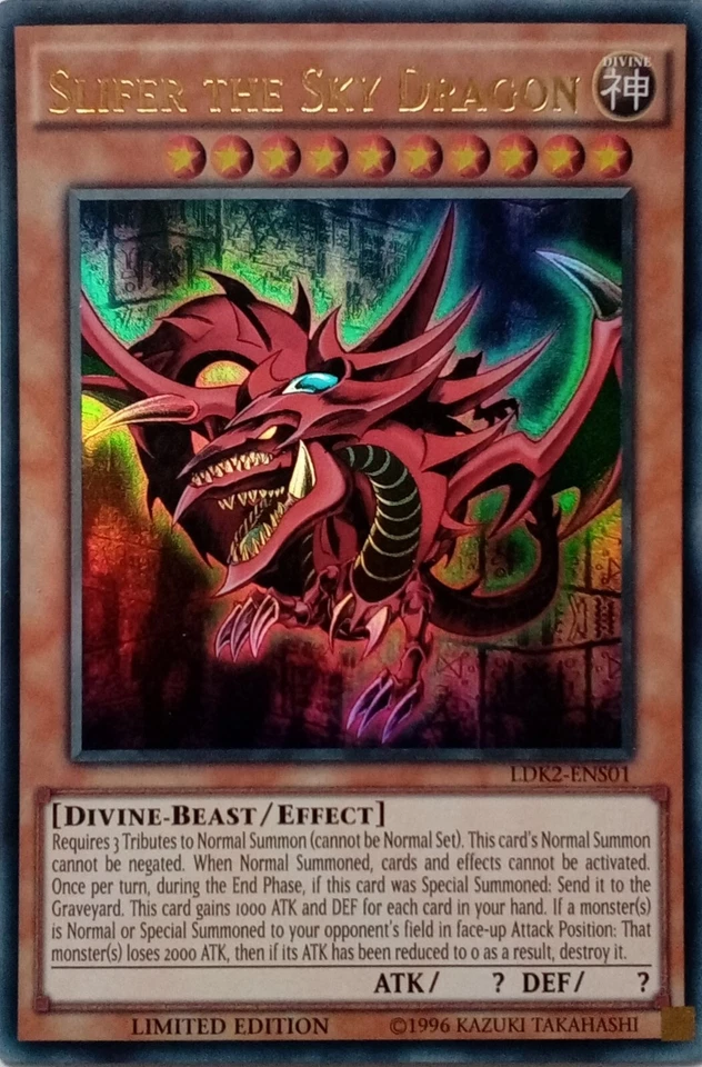 LDK2-ENS01 SLIFER THE SKY DRAGON ULTRA RARE LIMITED EDITION YuGiOh CARD - Image 1 of 1