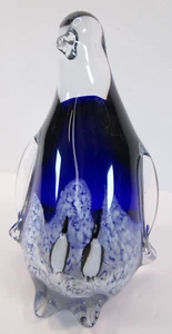 Murano Style Penguin Art Glass Figurine Paperweight W 2 Babes Inside 6 Inches T - Picture 1 of 6