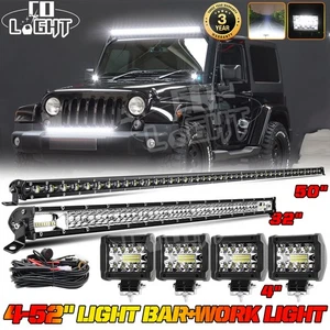 50'' LED Light Bar + 32'' +4X4" Pods for Jeep Wrangler JK TJ YJ CJ Combo Driving - Bild 1 von 15