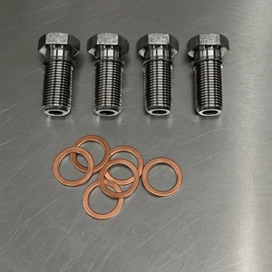 Set of 4, M10x1.0 mm banjo bolts with copper washers, 24mm length under hex - Bild 1 von 1