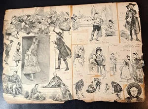 c1890s Scrap Book page D`Oyly Carte Gilbert & Sullivan Gondoliers Savoy Theatre - Picture 1 of 2