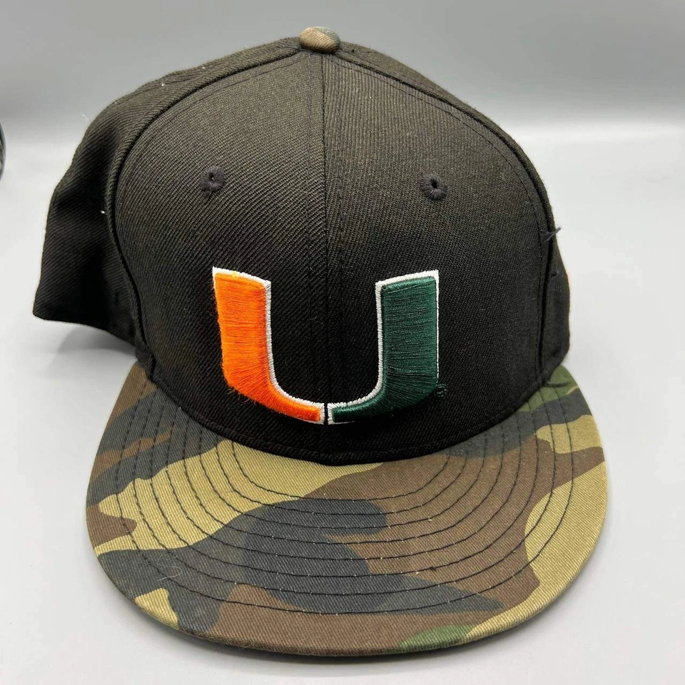 Gorra Miami Hurricanes Hombres Negra Camuflada Bordada 9Fifty New Era Gorra A Presión Trasera Foto 1 de 4