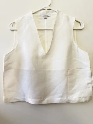 LUNYA Cropped Vest Cotton Linen Cotton Silk Pocket V Neck - Image 1 of 4