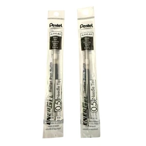 Pentel 2 Black EnerGel 0.5 Needle Tip Roller Pen Refill LRN5-A - Picture 1 of 1