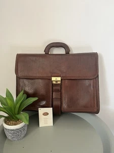 The Bridge Leather Large Briefcase Bag Conker Brown Colour - Imagen 1 de 14