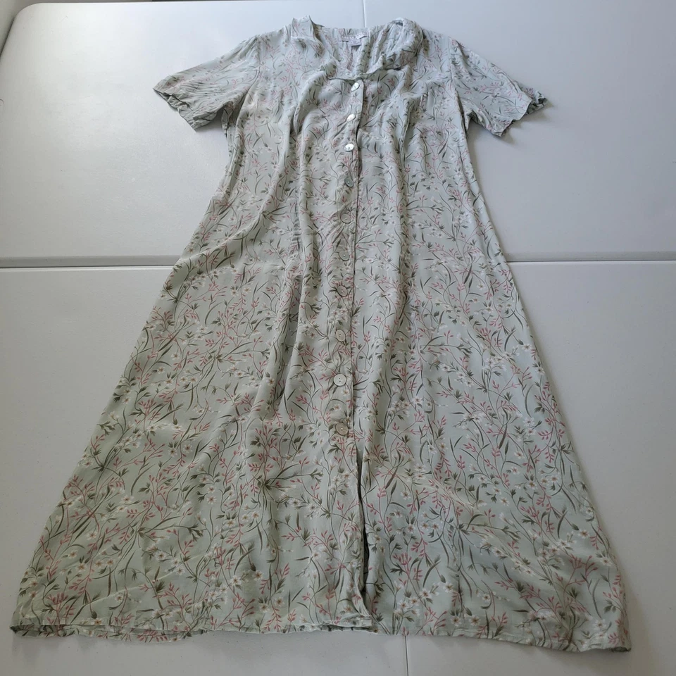 Vestido de hadas caprichoso Cottagecore años 90 y2K para mujer 14 verde floral botón corsé midi Foto 1 de 4