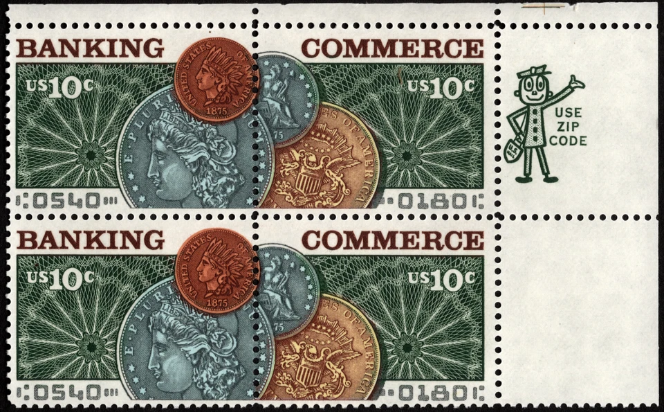 US Stamps Scott # 1577 - # 1578 #1578a Mint NH Se-Tenant Zip Block of 4 VF Nice - Image 1 of 1