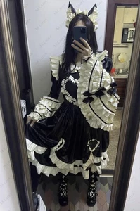 Latex Gummi Maid Outfits uniform Dress 2 layers skirt customized 0.4mm #1310 - Picture 1 of 8