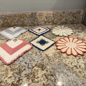 Topflappen gehäkelt Vintage Konvolut - Bild 1 von 9