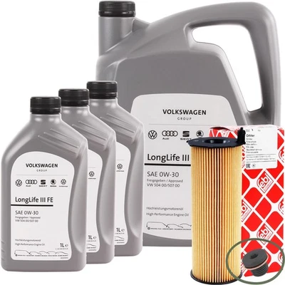 FEBI BILSTEIN + OE VAG FEBI ÖLFILTER + 8L ORIGINAL VW LL3 ÖL 0W-30 passend für VW TOUAREG AUDI A4 A5 A6