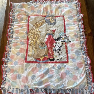 Manta bebé calliope roja vintage 1986 edredón circo animales payaso Foto 1 de 4