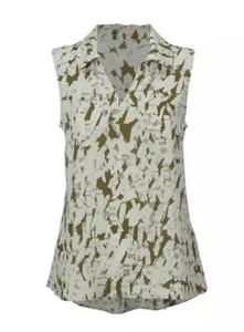 CAbi Flurry Top Sleeveless Collard V Neck #4356 Size Large - Picture 1 of 5