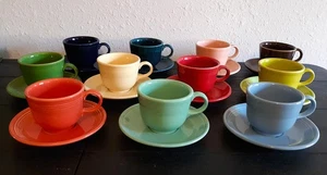 Fiesta Ware Kaffee Tee Tassen & Untertassen viele Farboptionen 1 Set wählbar, Laughlin - Bild 1 von 35