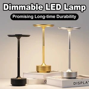 3 Color Table Lamp Rechargeable Silver Touch Usb Black Dimmable Golden Portable - Picture 1 of 13