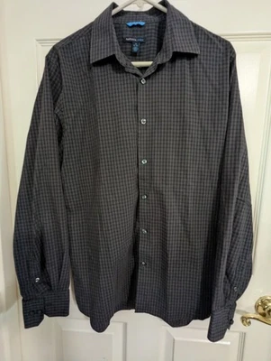 Van Heusen Studio Slim Fit платье рубашка мужская 15-15,5 длинным рукавом мульти клетку серый - Изображение 1 из 4