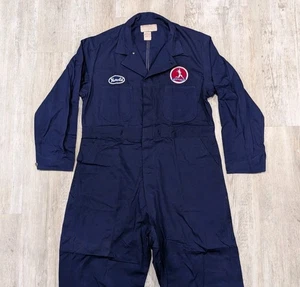 Vintage 50s Marathon Gas Attendant Mechanic Twill Coveralls Sz 46 Donut Buttons - Picture 1 of 15