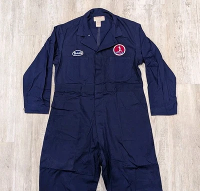 Vintage 50s Marathon Gas Attendant Mechanic Twill Coveralls Sz 46 Donut Buttons - Image 1 of 4
