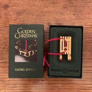 Vintage Georg Jensen Golden Christmas Sled 2004 Holiday Ornament Sammlerstück - Bild 1 von 17