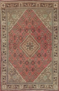 Rosa Geometrischer Vorleger 5x7 Fuß Handgeknüpft Traditionell Orientalisch Wollteppich - Bild 1 von 21