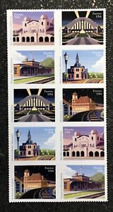 2023USA #5758-5762 Forever Historic Railroad Stations - Block of 10  postage