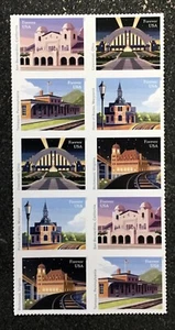 2023USA #5758-5762 Forever Historic Railroad Stations - Block of 10  postage - Picture 1 of 1