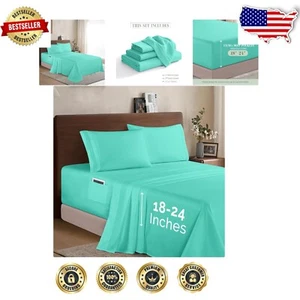 Soft and Elegant King Bed Sheet Set - 1500 Microfiber in Paradise Teal - Picture 1 of 10
