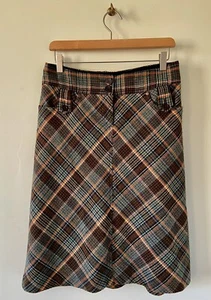 HM H&M Y2K Check Skirt Vintage A-line Houndstooth Tweed Wool Mix Size 38 - Picture 1 of 12