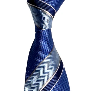 David Donahue Blue Striped Silk Repp Tie Italian Woven Made in USA 59x3.25" - Picture 1 of 9