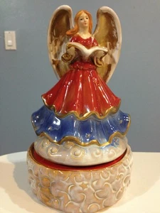 ☀️ Engel Spieluhr Porzellan Figur Wohndeko Weihnachten Vintage NEUWERTIG - Bild 1 von 5