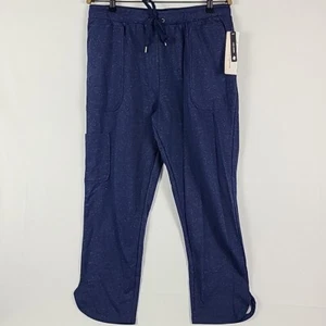 NEW Nanette Lepore Women's French Terry Cargo Jogger Blue Speckle Cotton Sz L - Picture 1 of 7