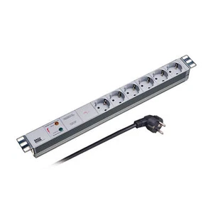 19" Steckdosenleiste Alu 1HE 6x Schutzkont. ÜSS Netzfilter grau Bachmann 333.402 - Bild 1 von 5