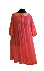 Vtg GOSSARD ARTEMIS Pink Chiffon Babydoll Dressing Gown Peignoir Robe -S - Picture 1 of 14