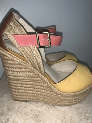 SODA SHOE TERANI-S MUSTARD MULTI-COLOR PLATFORM WEDGE WOMEN’S SIZE 9M - Image 1 of 4