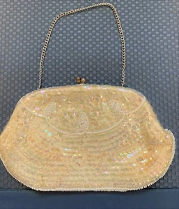 Vintage 50er Jahre LA REGALE Pailletten & Perlen Perlen besondere Anlässe Handtasche - Bild 1 von 5