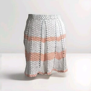 Vintage Antique White And Peach Crochet Apron Hand Crochet Kitchen Decoration - Picture 1 of 4