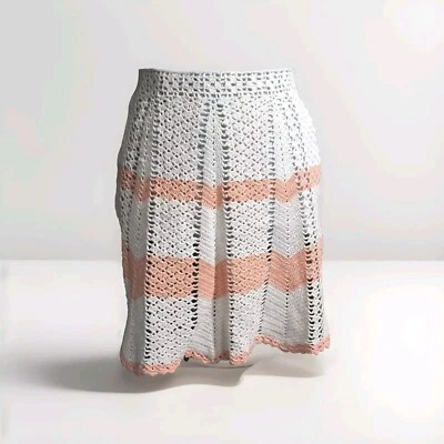 Vintage Antique White And Peach Crochet Apron Hand Crochet Kitchen Decoration - Image 1 of 4
